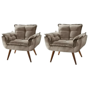 Poltrona Decorativa de Luxo para Sala de Estar Linda Platinum Decor Capuccino